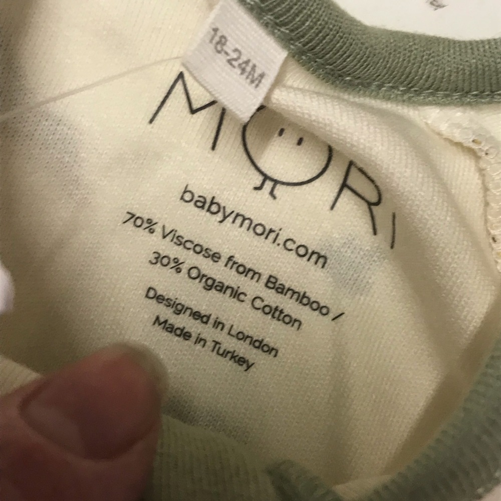 Baby Mori Organic Bamboo Summer Pajamas zip shortie animal pattern 18-24 mo - Picture 3 of 6